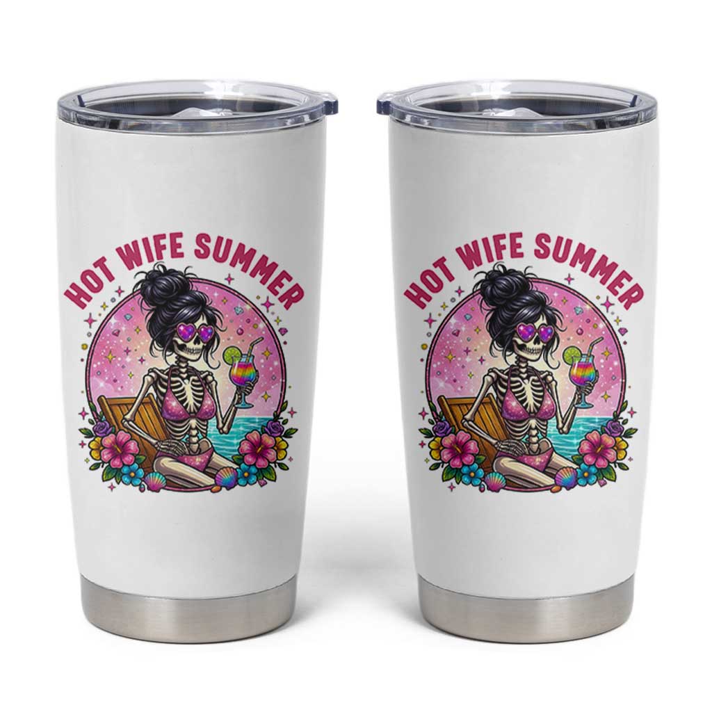 Hot Wife Summer Tumbler Cup Funny Newlywed Skeleton