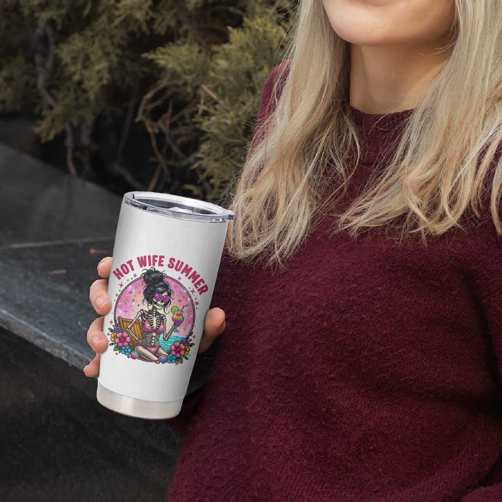 Hot Wife Summer Tumbler Cup Funny Newlywed Skeleton