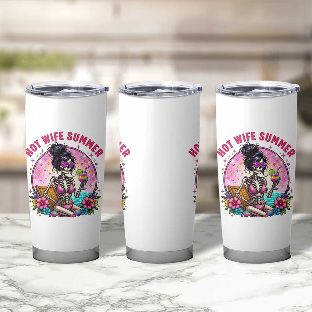 Hot Wife Summer Tumbler Cup Funny Newlywed Skeleton