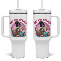 Hot Wife Summer Tumbler With Handle Funny Newlywed Skeleton