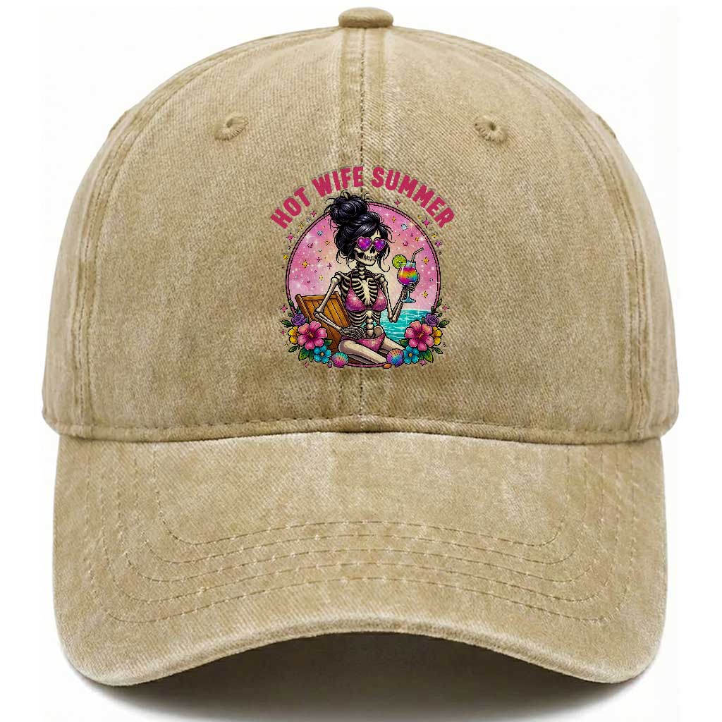 Hot Wife Summer Washed Cotton Baseball Cap Funny Newlywed Skeleton