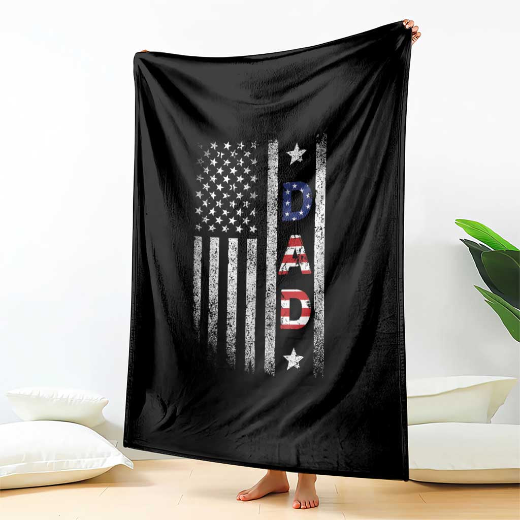 USA Patriotic Dad Throw Blanket Father's Day American Flag 4th of July