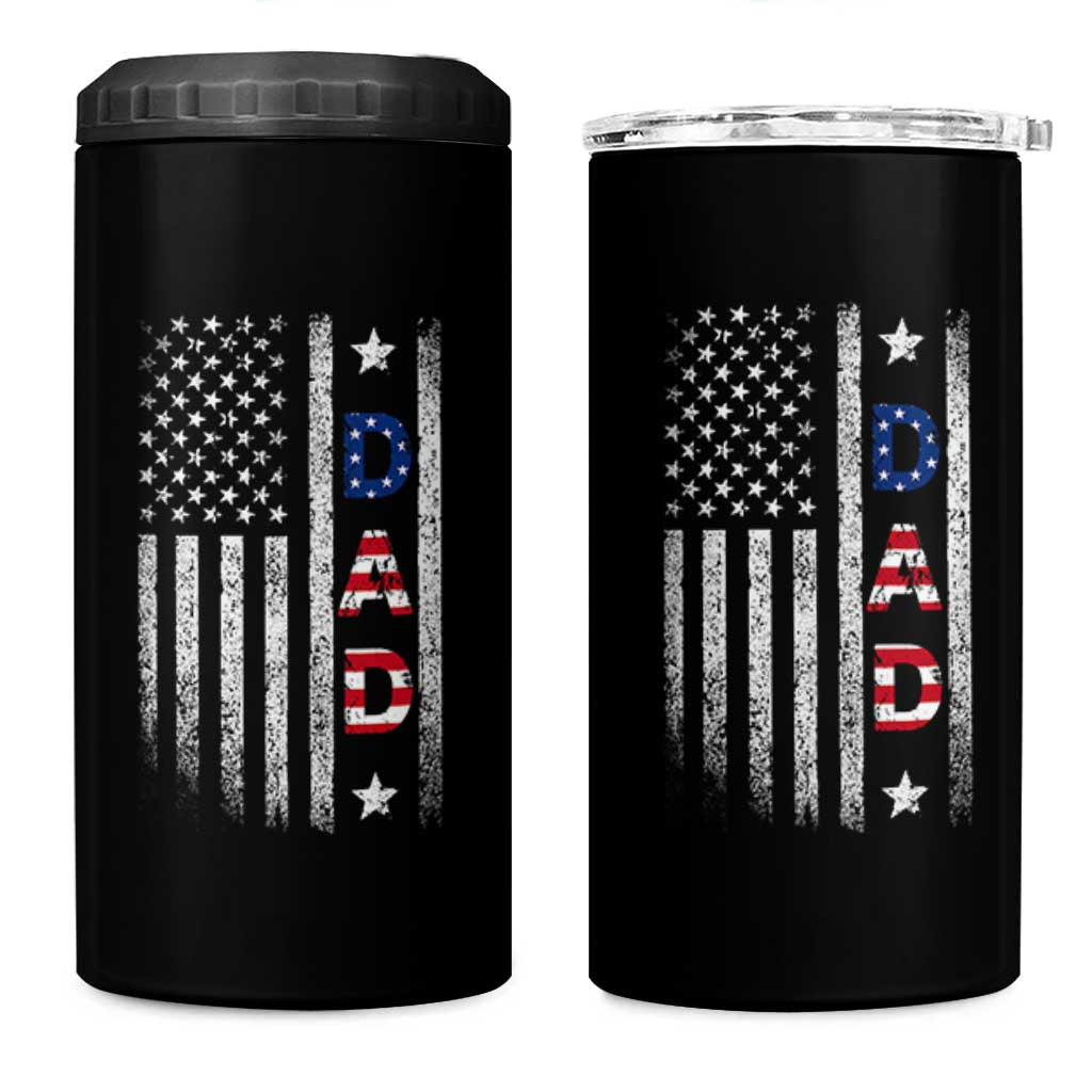 USA Patriotic Dad 4 in 1 Can Cooler Tumbler Father's Day American Flag 4th of July