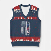 USA Patriotic Dad V-Neck Knit Sweater Vest Father's Day American Flag 4th of July