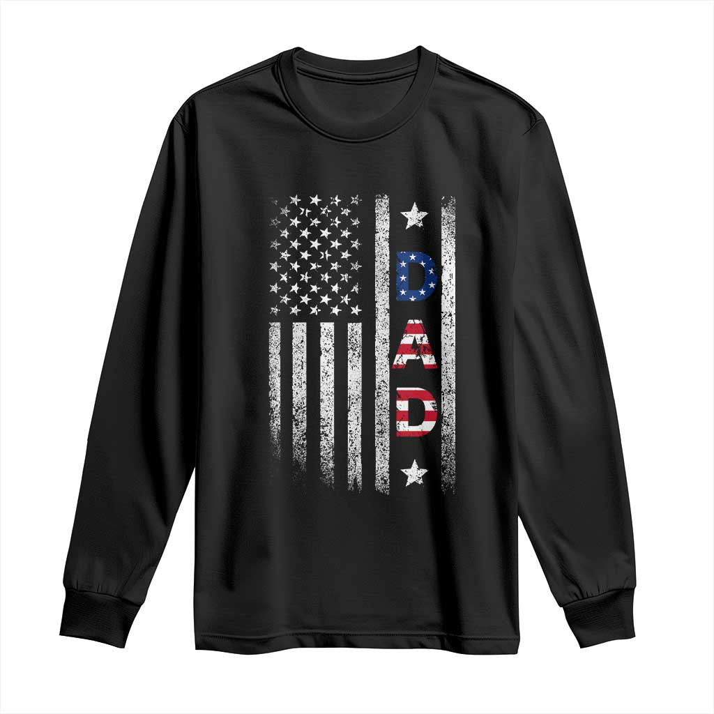 USA Patriotic Dad Long Sleeve Shirt Father's Day American Flag 4th of July