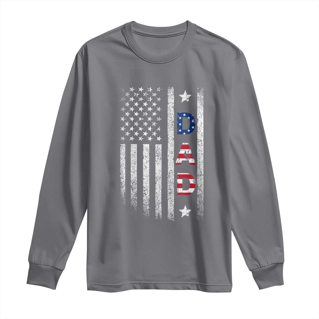 USA Patriotic Dad Long Sleeve Shirt Father's Day American Flag 4th of July