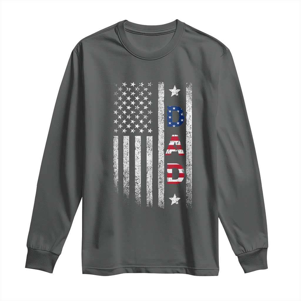 USA Patriotic Dad Long Sleeve Shirt Father's Day American Flag 4th of July