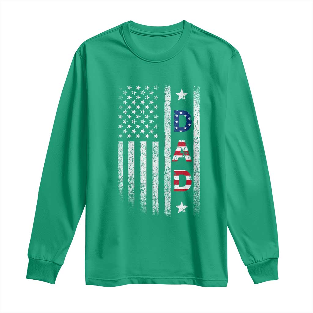 USA Patriotic Dad Long Sleeve Shirt Father's Day American Flag 4th of July
