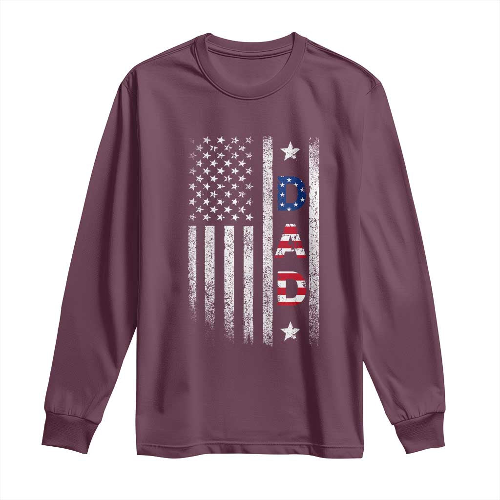 USA Patriotic Dad Long Sleeve Shirt Father's Day American Flag 4th of July