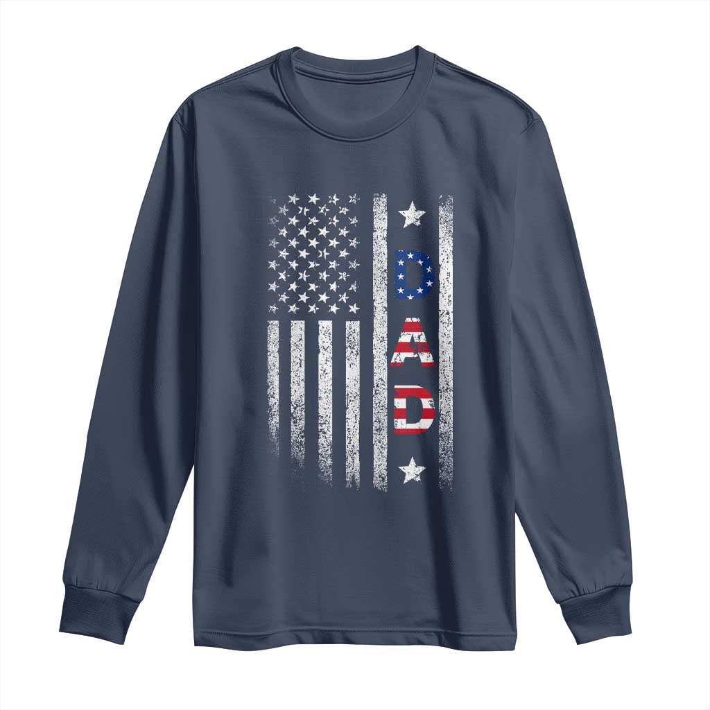USA Patriotic Dad Long Sleeve Shirt Father's Day American Flag 4th of July