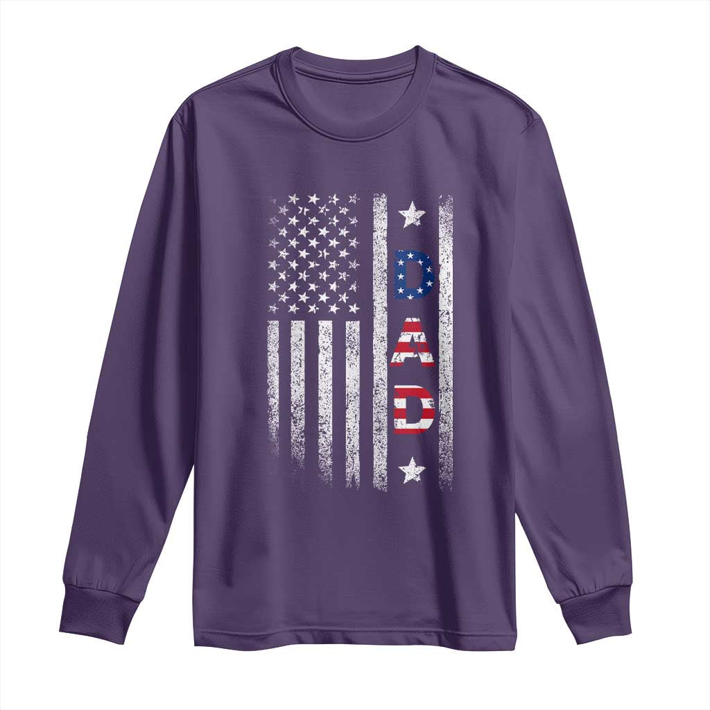 USA Patriotic Dad Long Sleeve Shirt Father's Day American Flag 4th of July