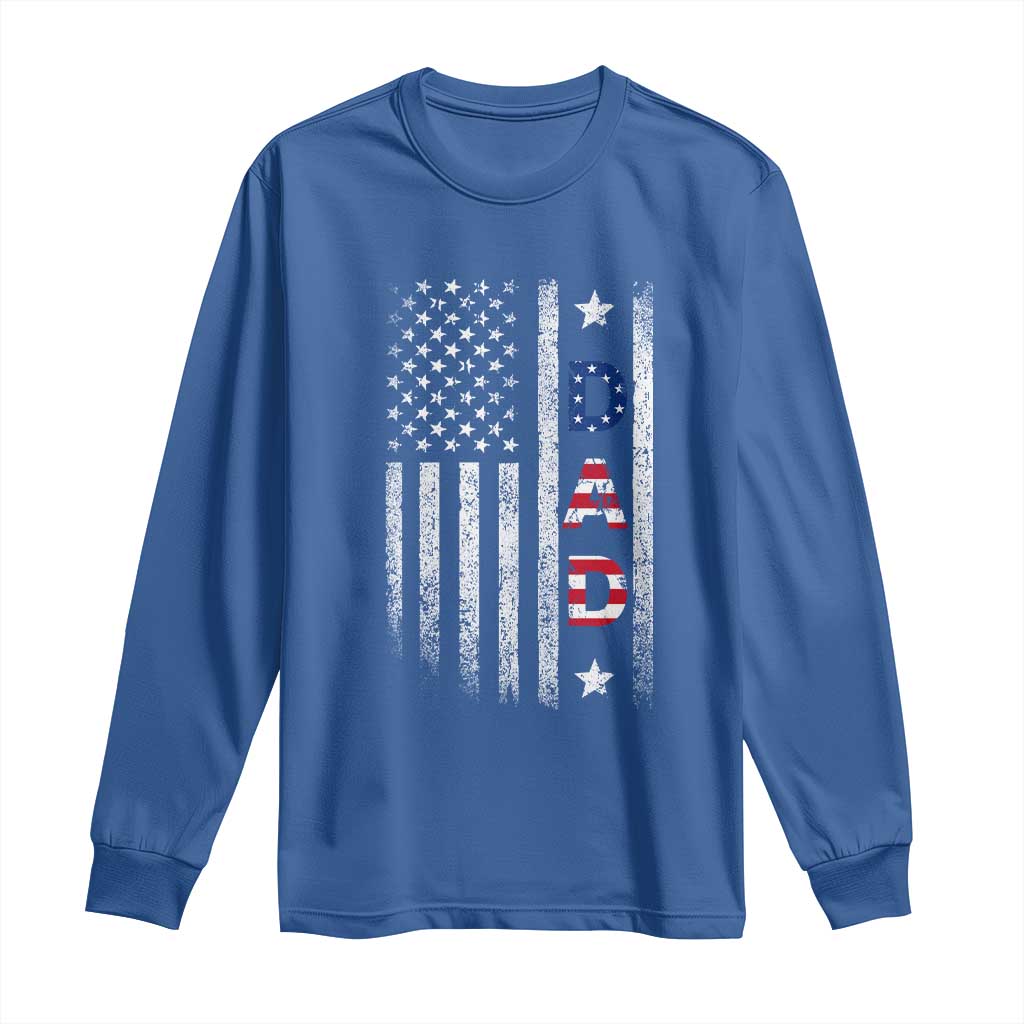 USA Patriotic Dad Long Sleeve Shirt Father's Day American Flag 4th of July