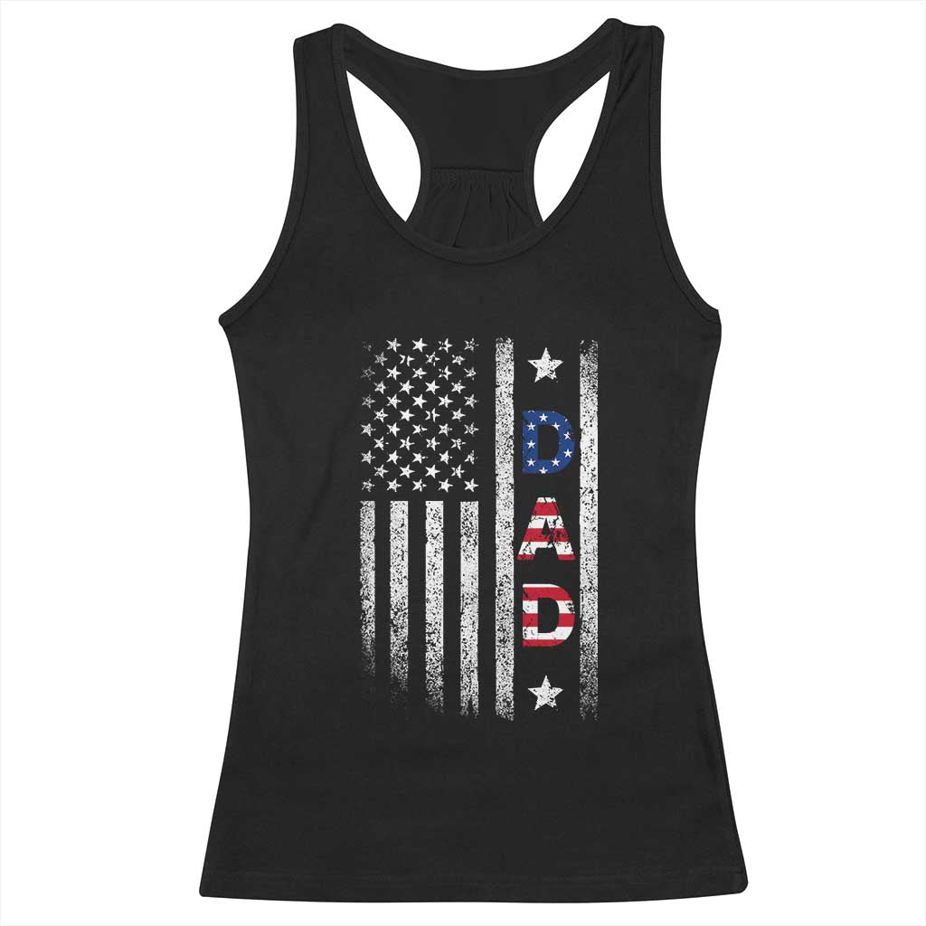 USA Patriotic Dad Racerback Tank Top Father's Day American Flag 4th of July