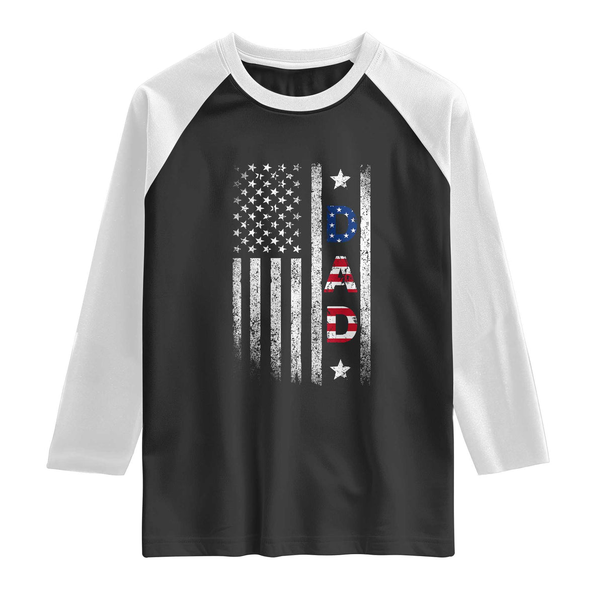 USA Patriotic Dad Raglan Shirt Father's Day American Flag 4th of July