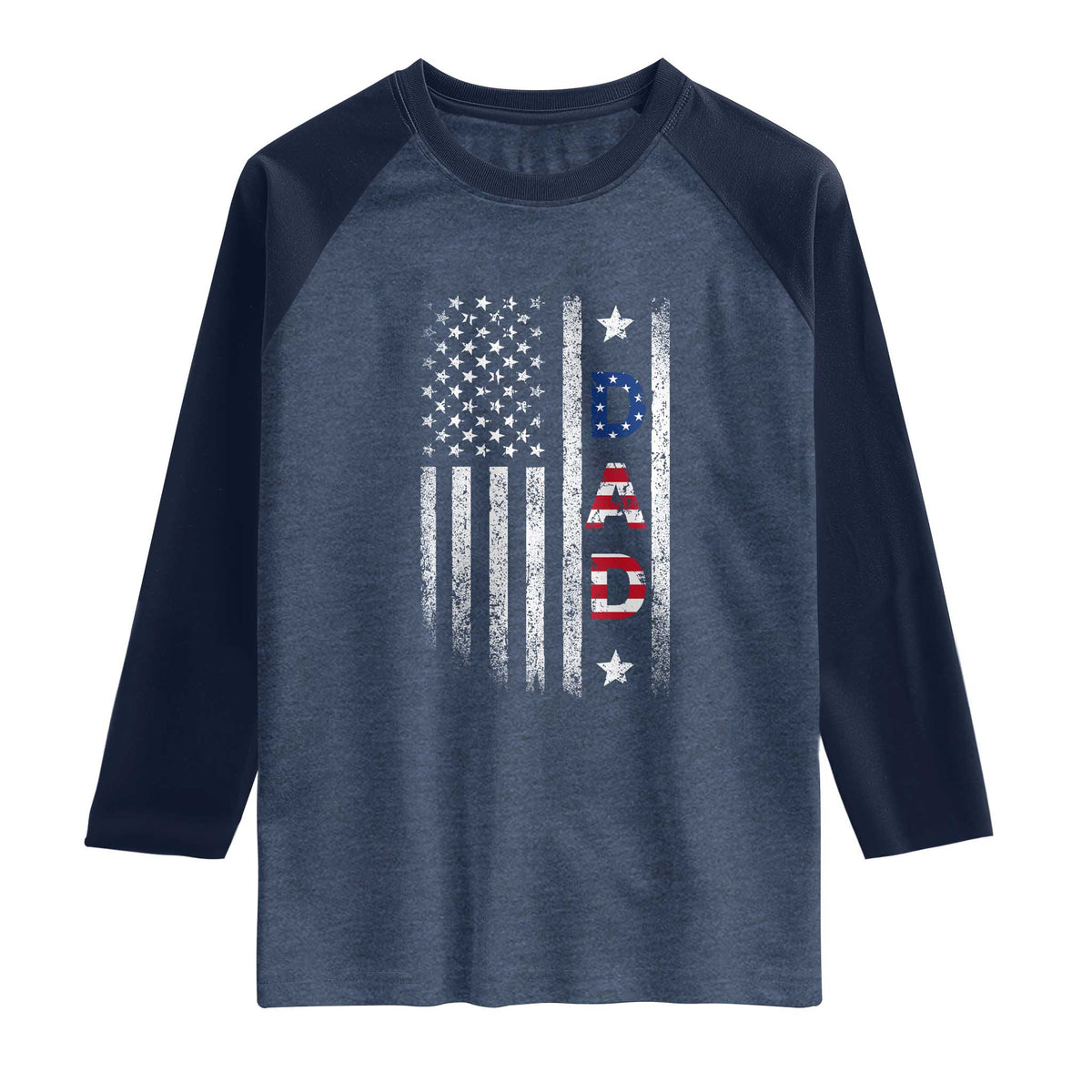 USA Patriotic Dad Raglan Shirt Father's Day American Flag 4th of July