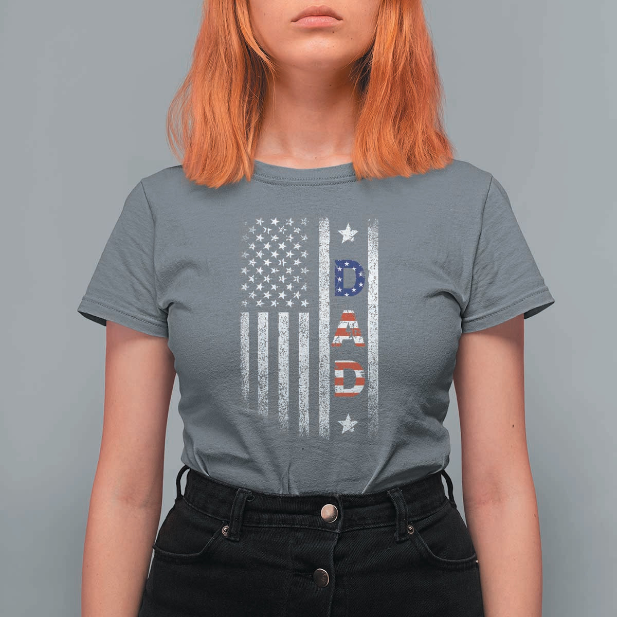 USA Patriotic Dad T Shirt For Women Father's Day American Flag 4th of July