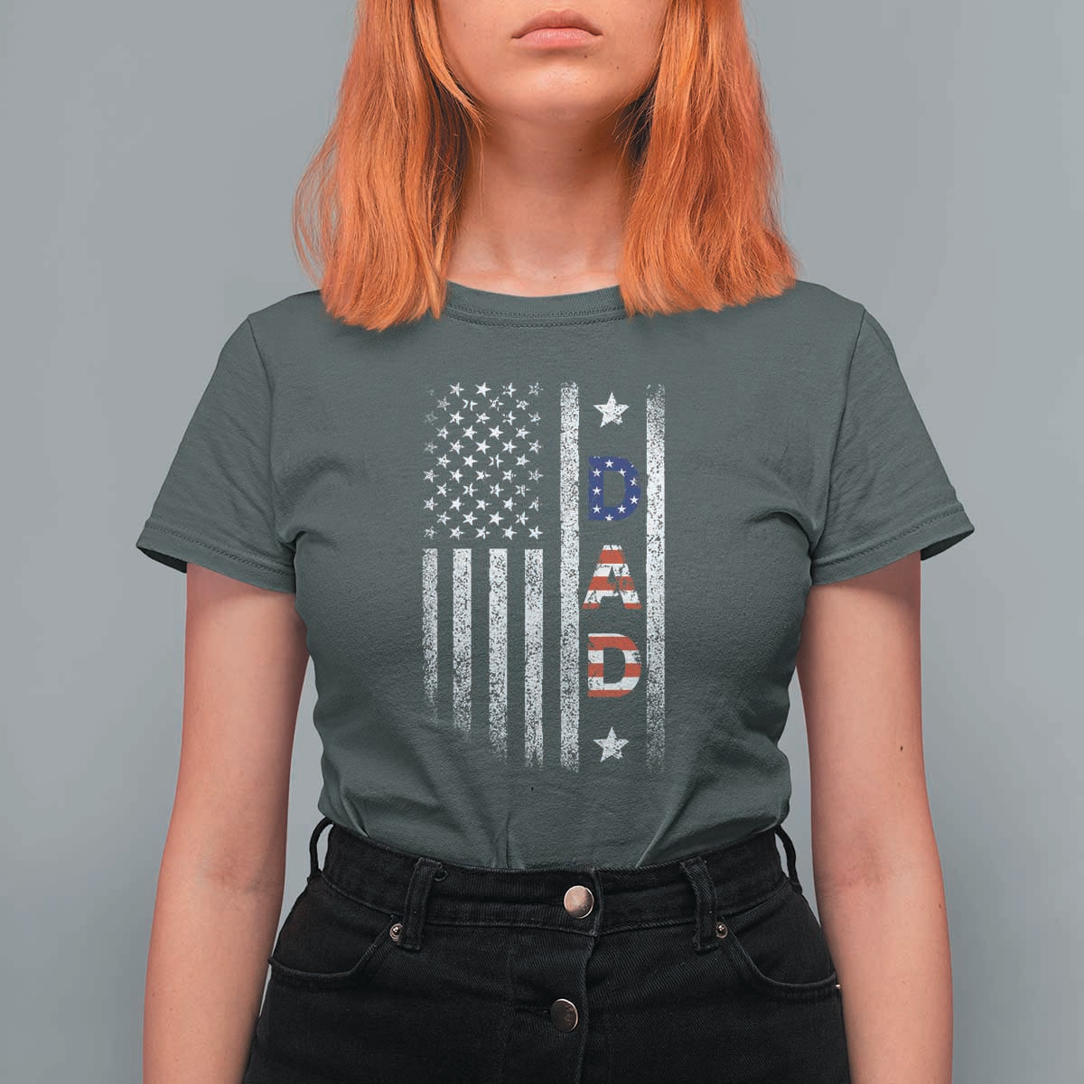 USA Patriotic Dad T Shirt For Women Father's Day American Flag 4th of July