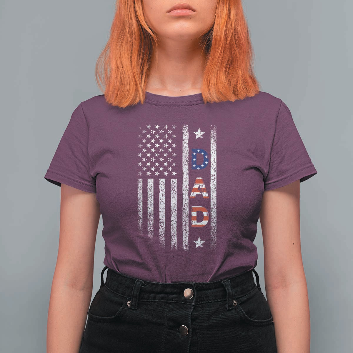 USA Patriotic Dad T Shirt For Women Father's Day American Flag 4th of July