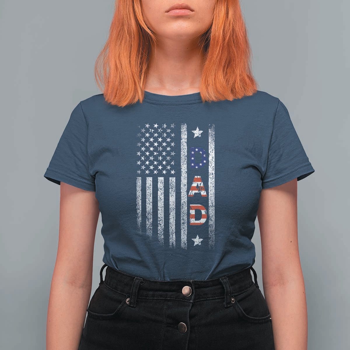 USA Patriotic Dad T Shirt For Women Father's Day American Flag 4th of July