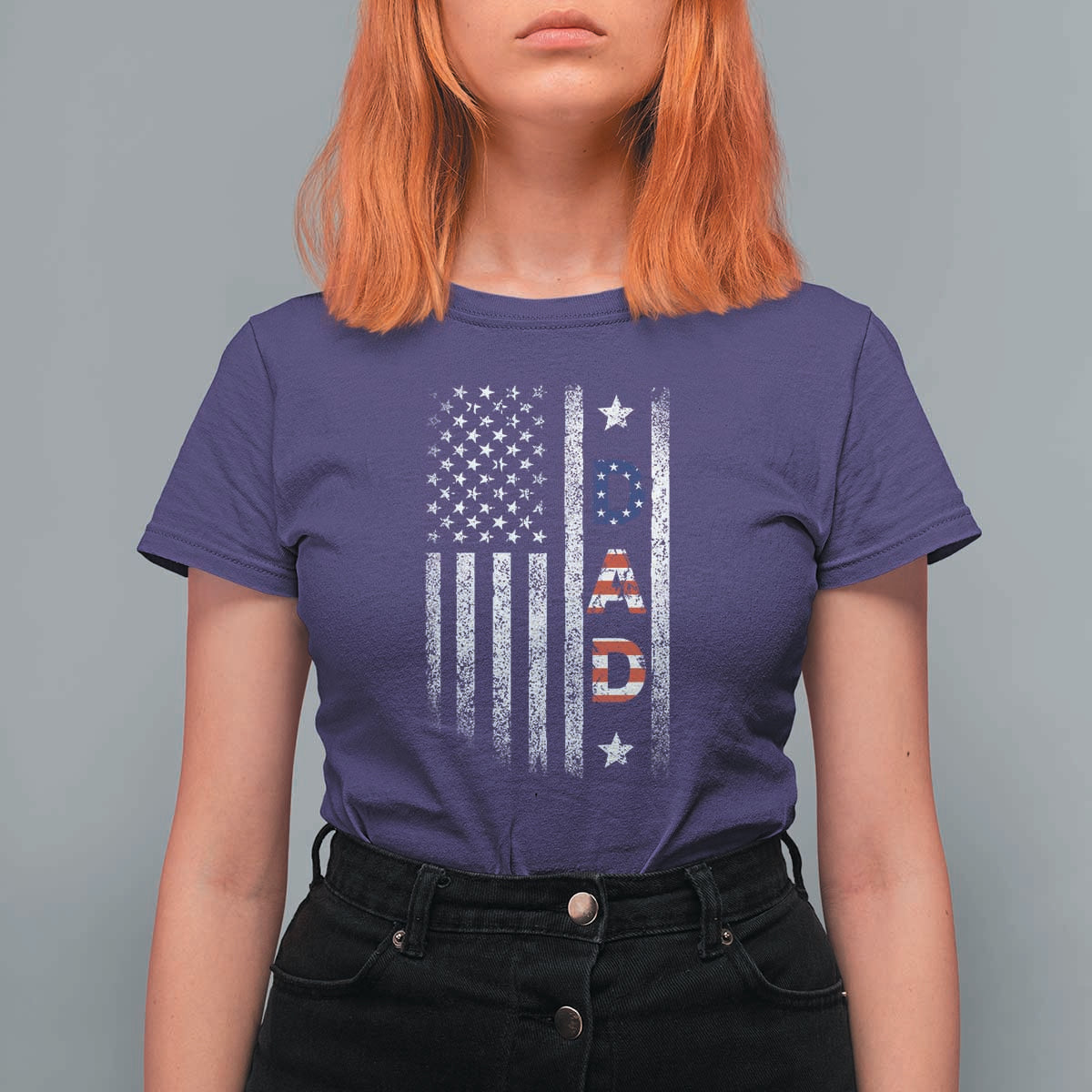 USA Patriotic Dad T Shirt For Women Father's Day American Flag 4th of July