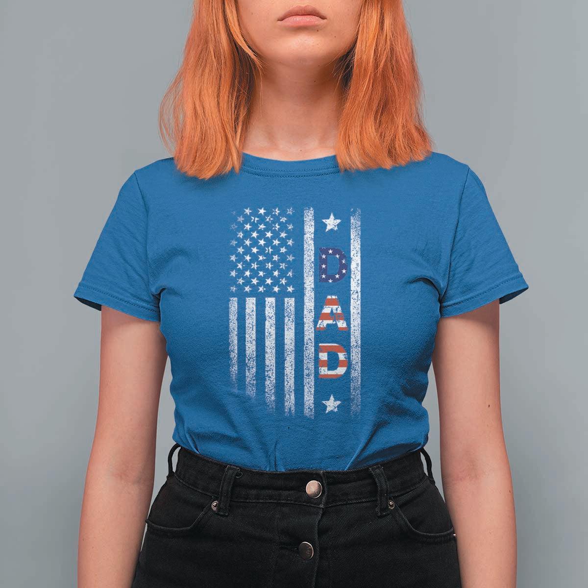 USA Patriotic Dad T Shirt For Women Father's Day American Flag 4th of July