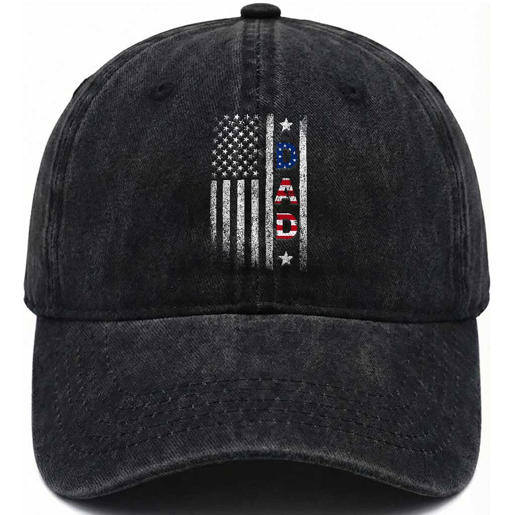USA Patriotic Dad Washed Cotton Baseball Cap Father's Day American Flag 4th of July