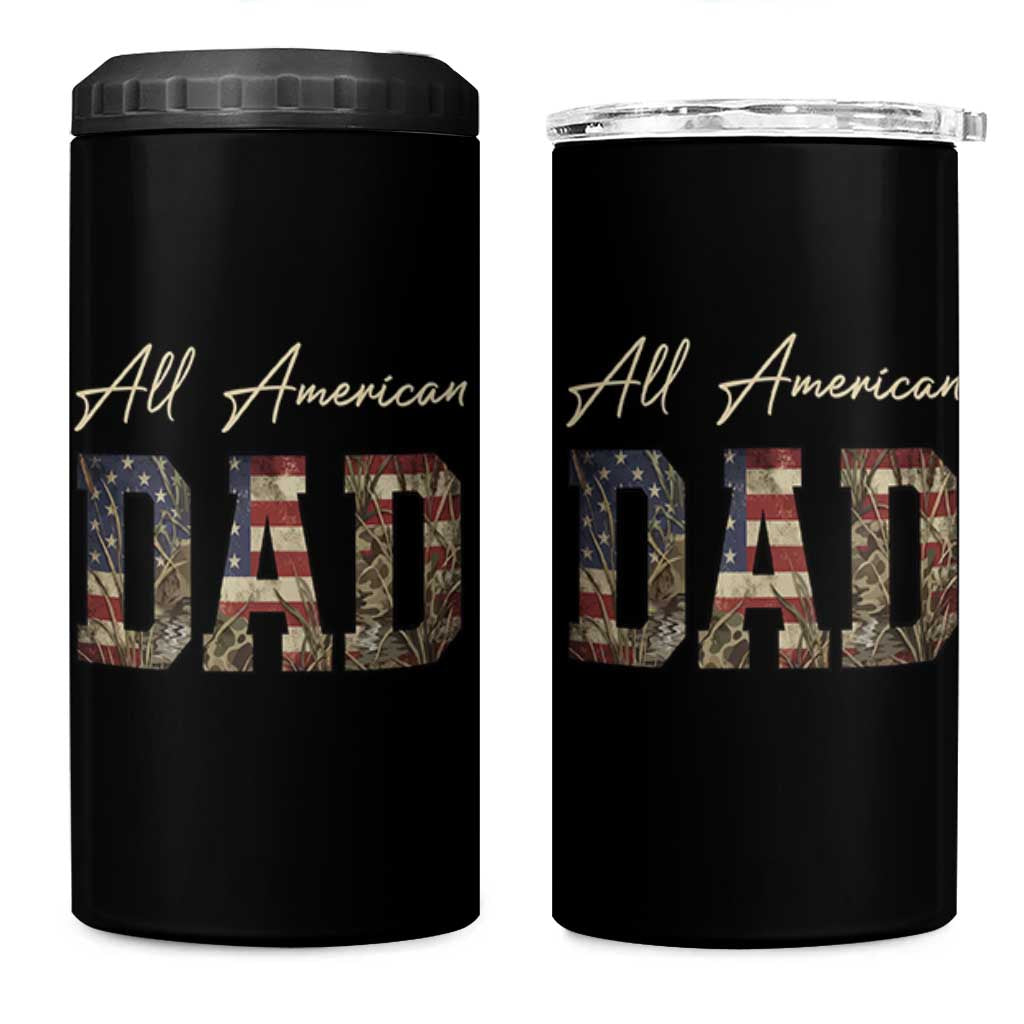 Retro All American Dad 4 in 1 Can Cooler Tumbler 4th of July Father's Day