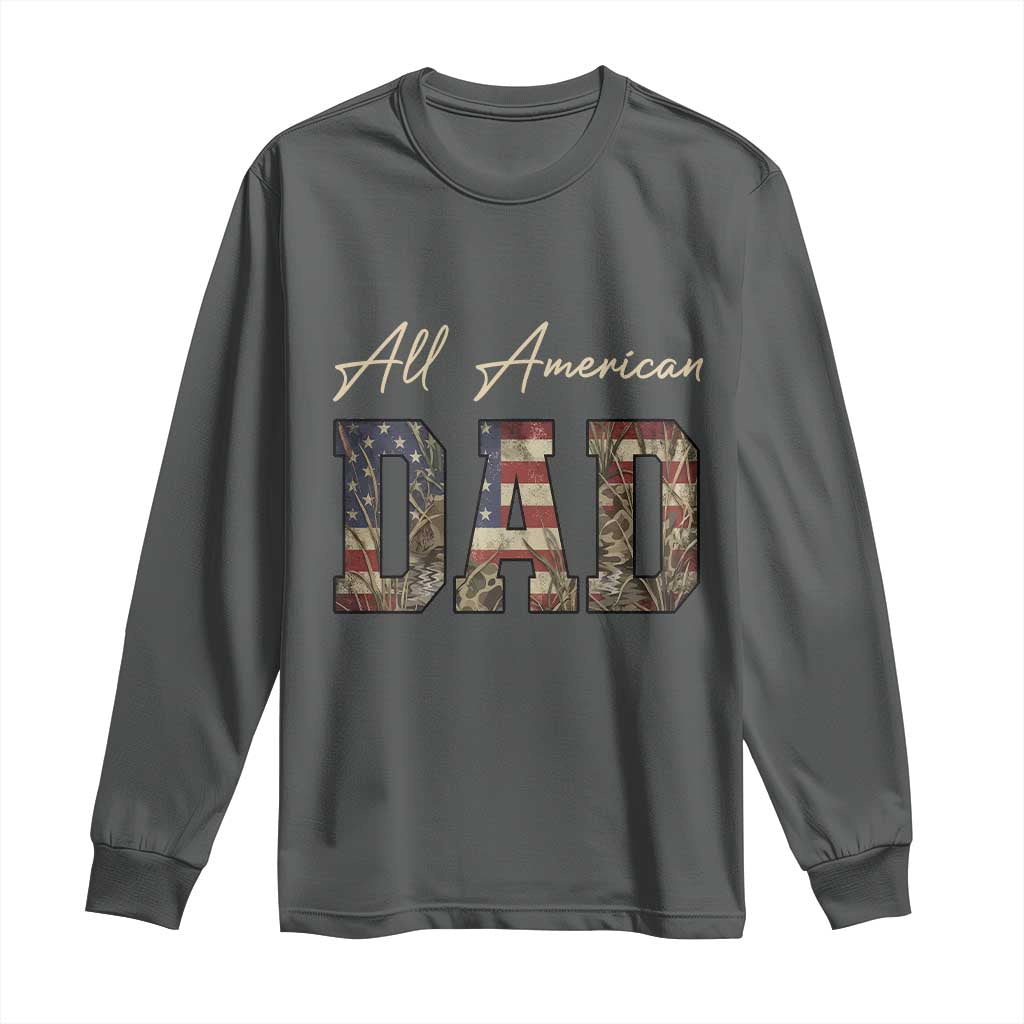 Retro All American Dad Long Sleeve Shirt 4th of July Father's Day