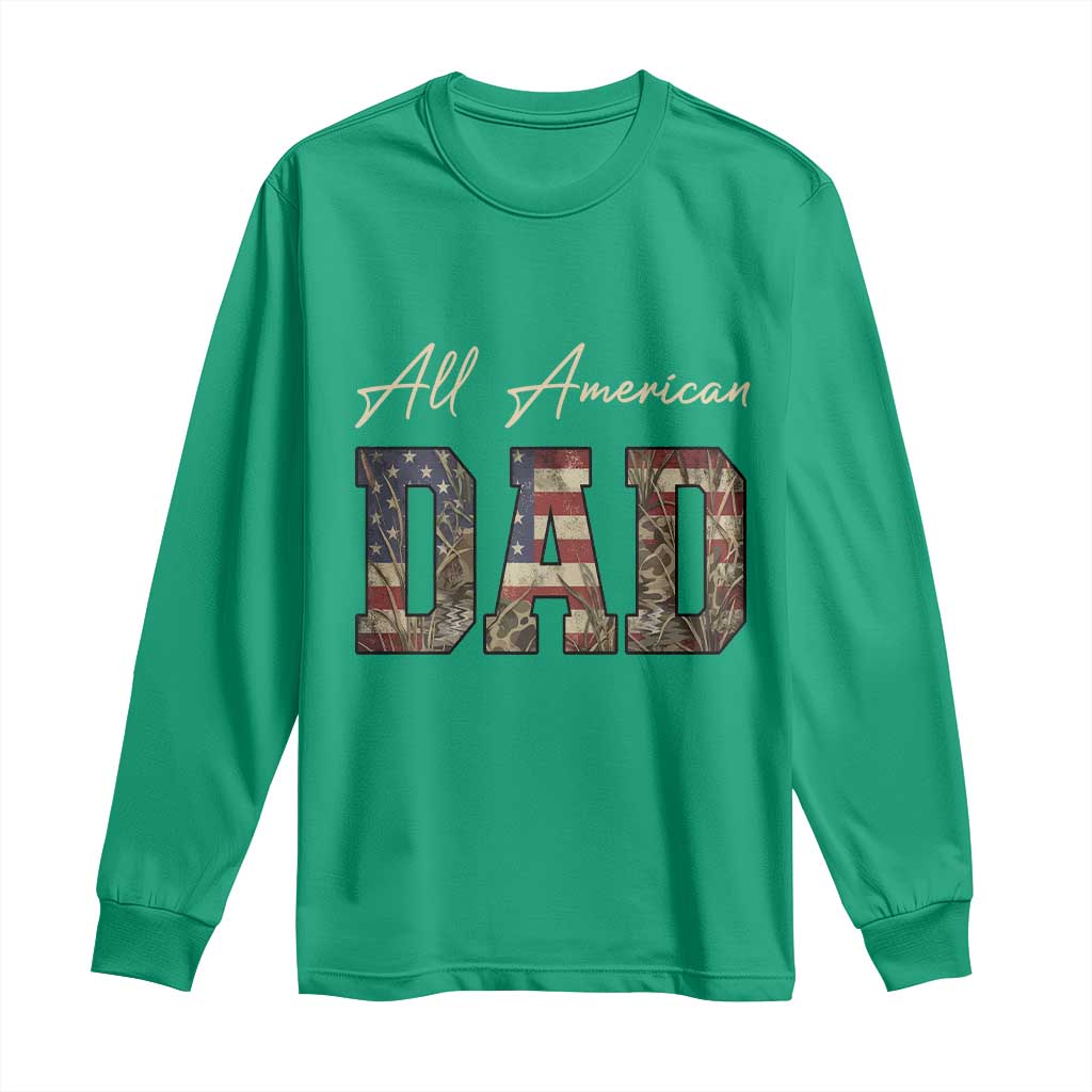 Retro All American Dad Long Sleeve Shirt 4th of July Father's Day