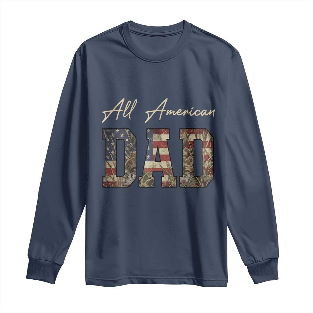 Retro All American Dad Long Sleeve Shirt 4th of July Father's Day