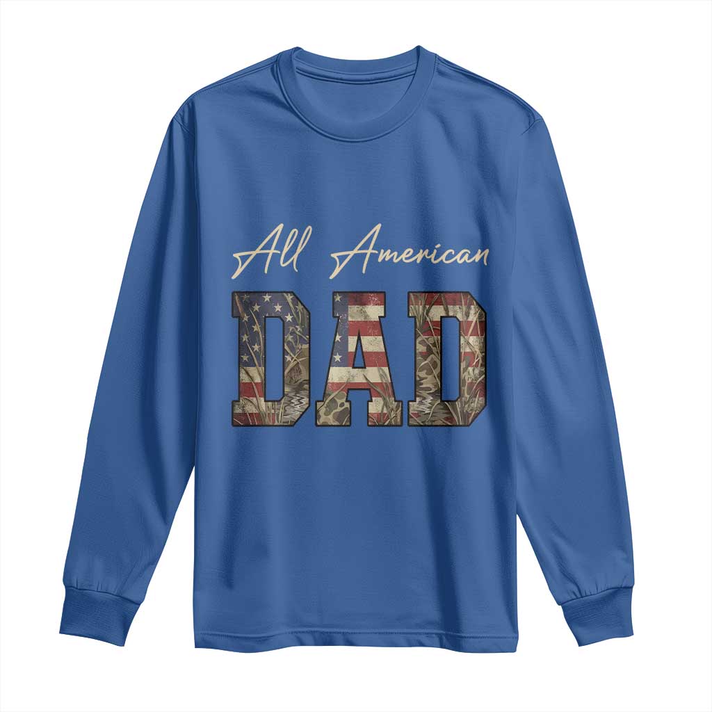 Retro All American Dad Long Sleeve Shirt 4th of July Father's Day