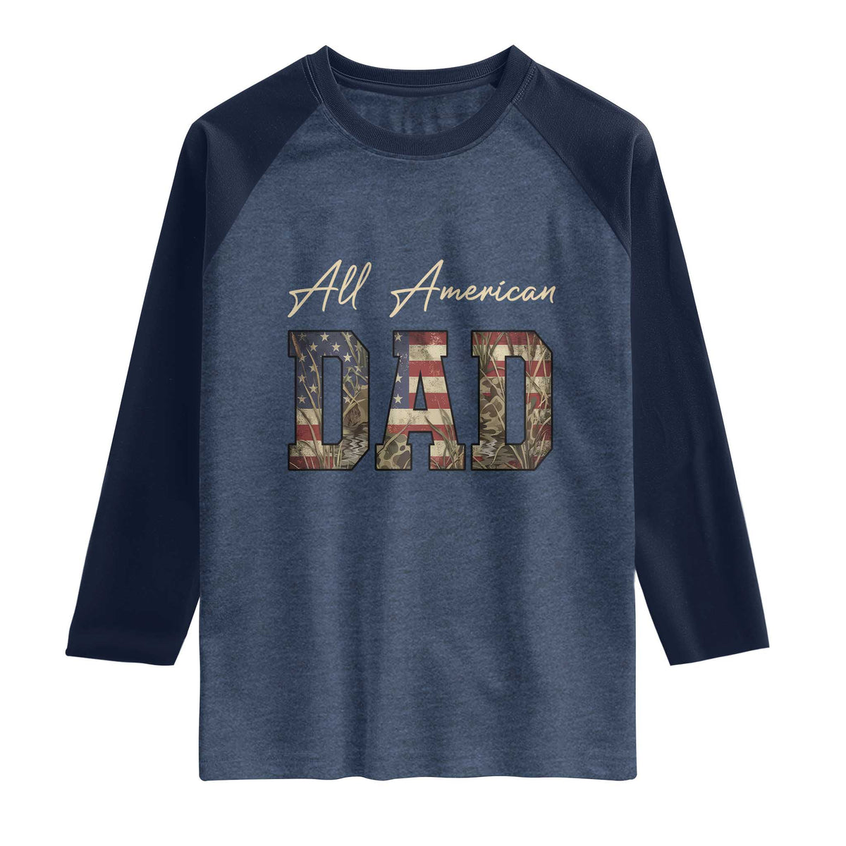 Retro All American Dad Raglan Shirt 4th of July Father's Day