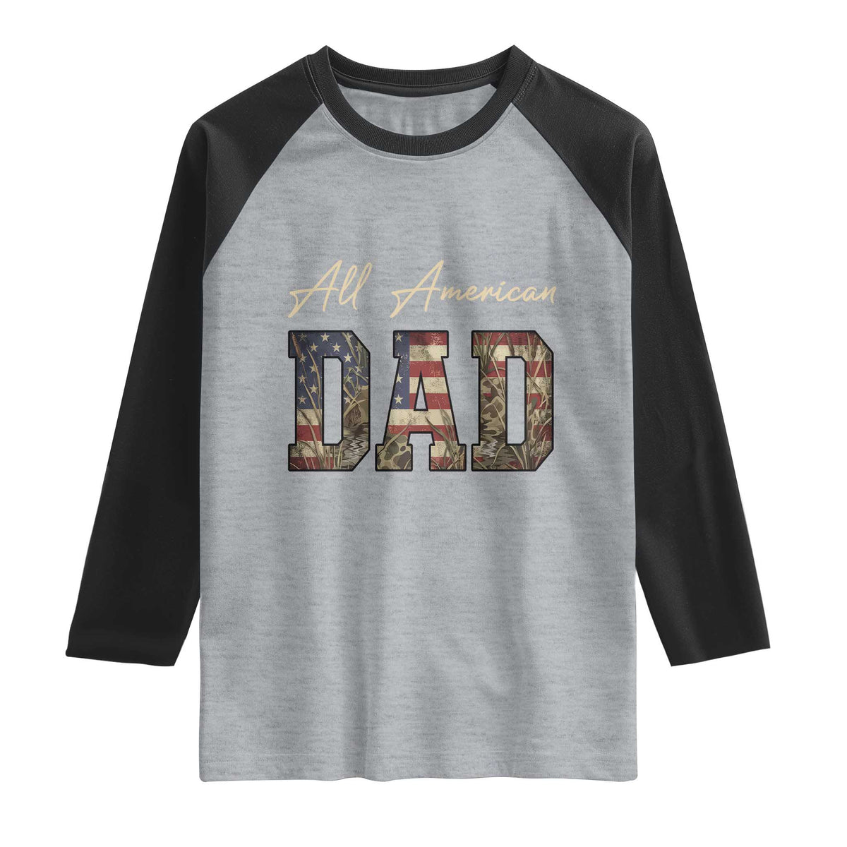 Retro All American Dad Raglan Shirt 4th of July Father's Day