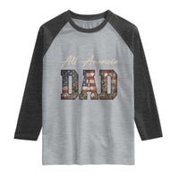 Retro All American Dad Raglan Shirt 4th of July Father's Day