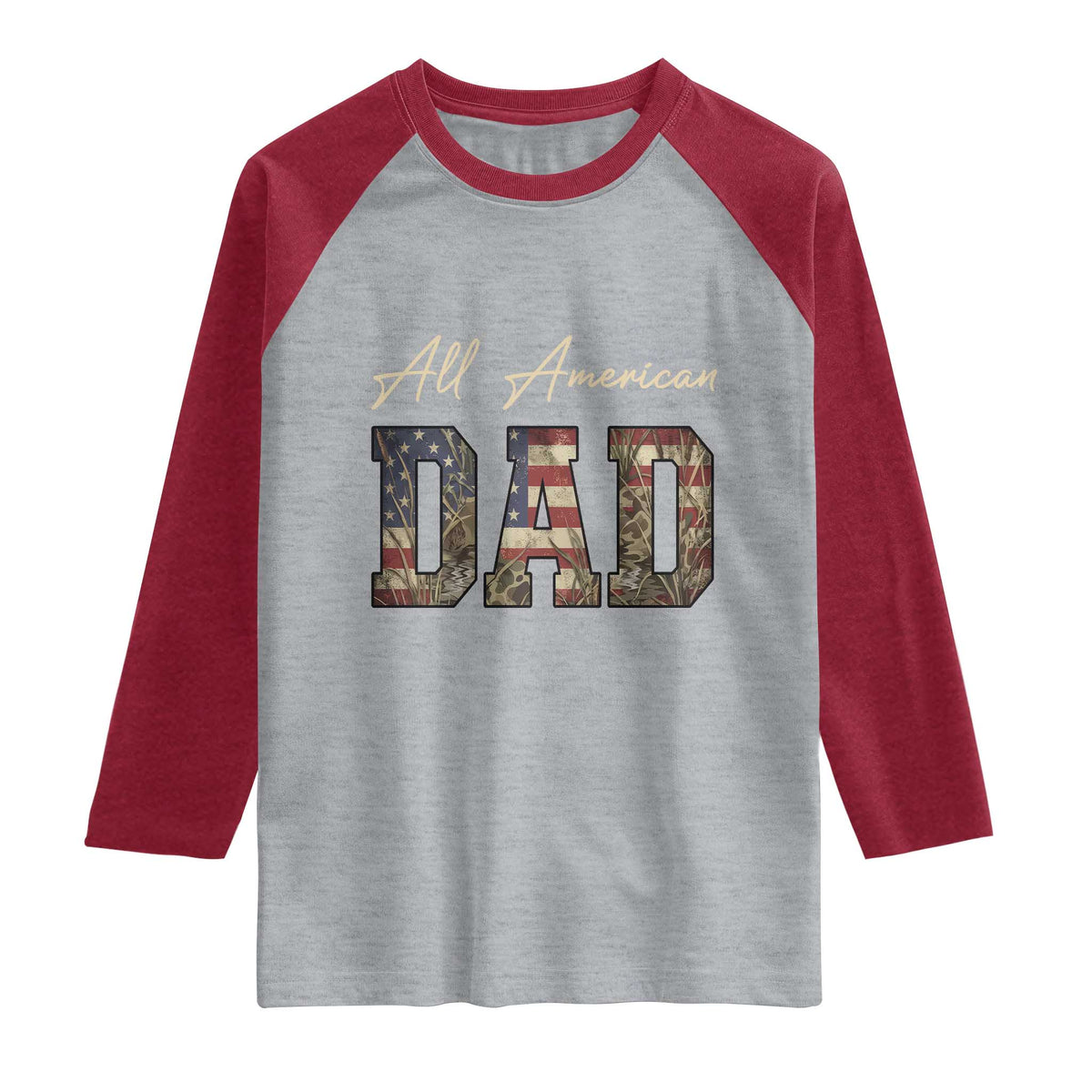Retro All American Dad Raglan Shirt 4th of July Father's Day