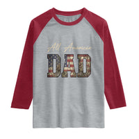 Retro All American Dad Raglan Shirt 4th of July Father's Day