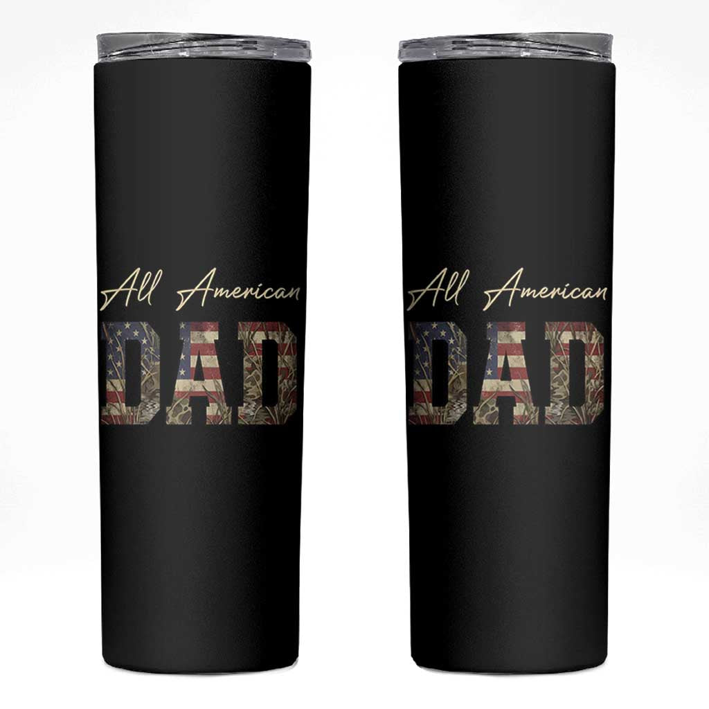 Retro All American Dad Skinny Tumbler 4th of July Father's Day