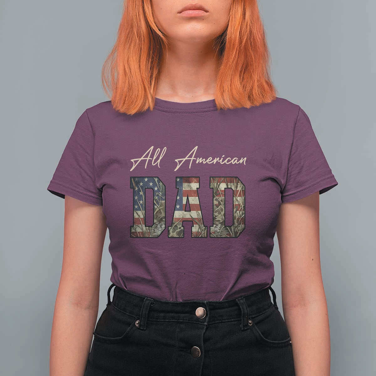Retro All American Dad T Shirt For Women 4th of July Father's Day