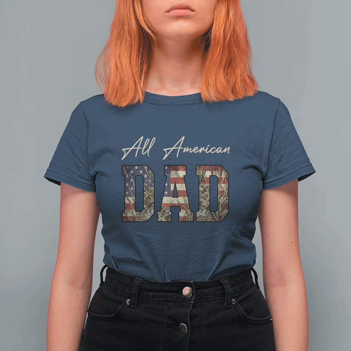 Retro All American Dad T Shirt For Women 4th of July Father's Day