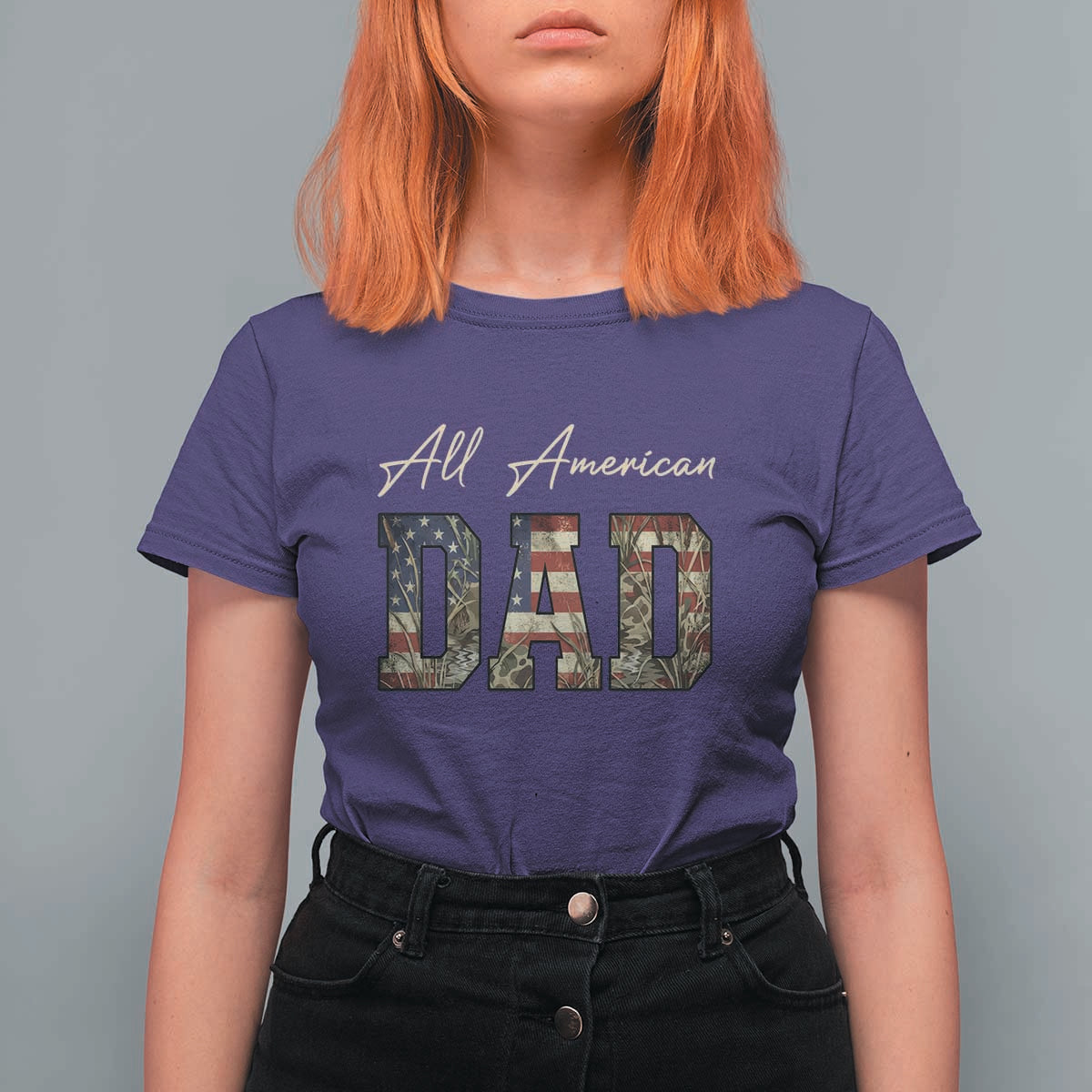 Retro All American Dad T Shirt For Women 4th of July Father's Day