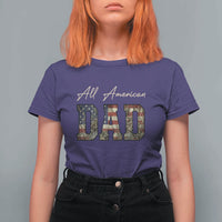 Retro All American Dad T Shirt For Women 4th of July Father's Day