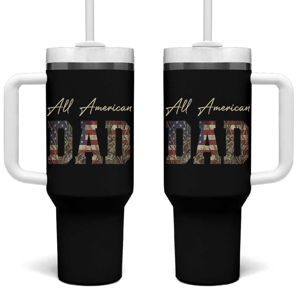 Retro All American Dad Tumbler With Handle 4th of July Father's Day
