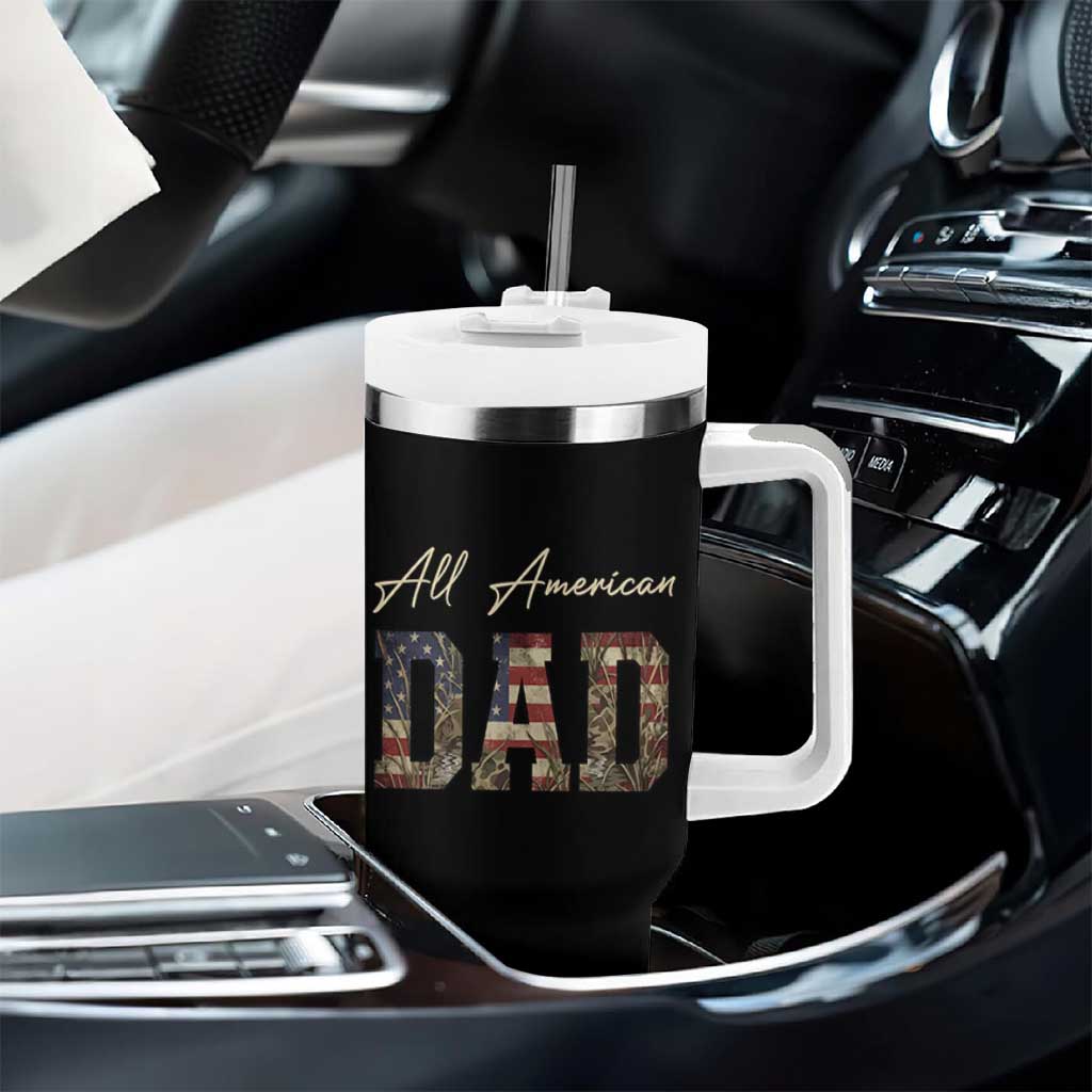 Retro All American Dad Tumbler With Handle 4th of July Father's Day