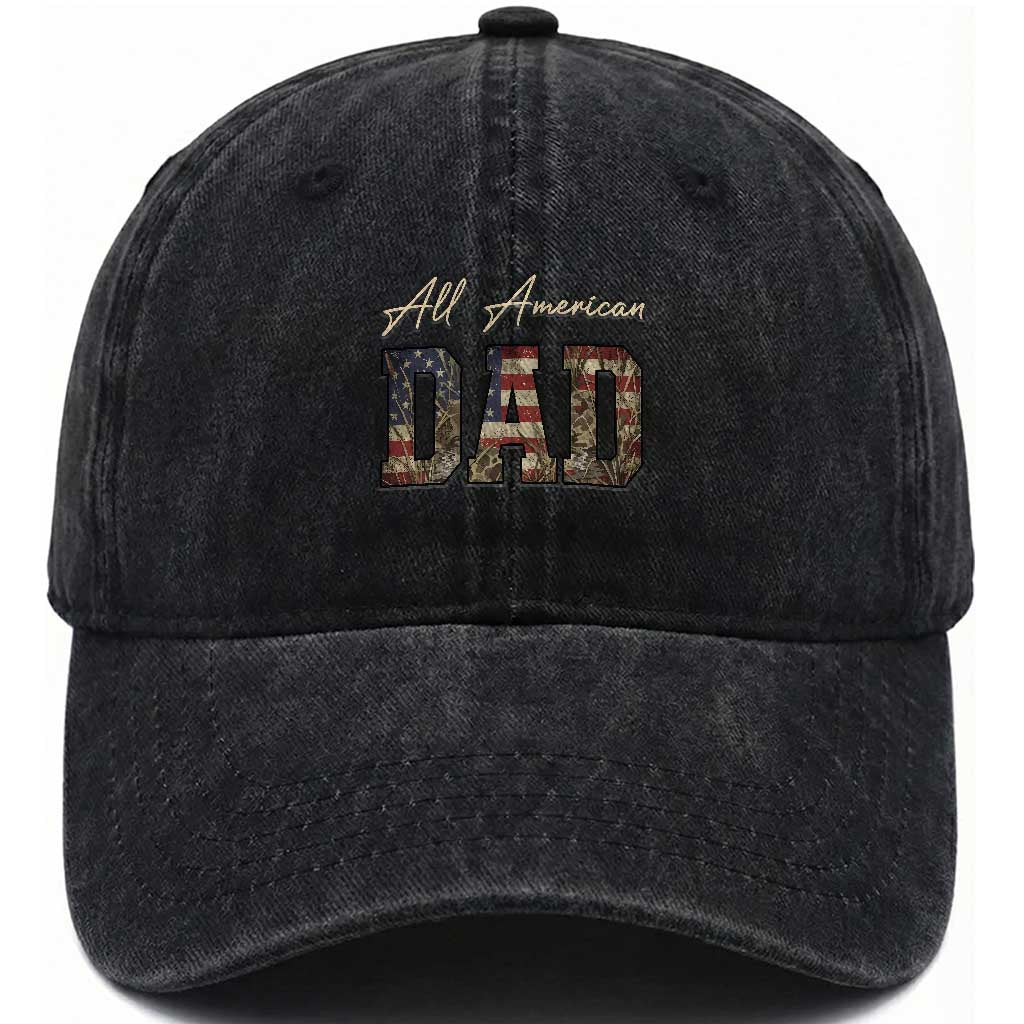 Retro All American Dad Washed Cotton Baseball Cap 4th of July Father's Day
