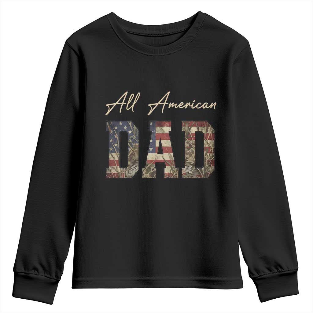 Retro All American Dad Youth Sweatshirt 4th of July Father's Day