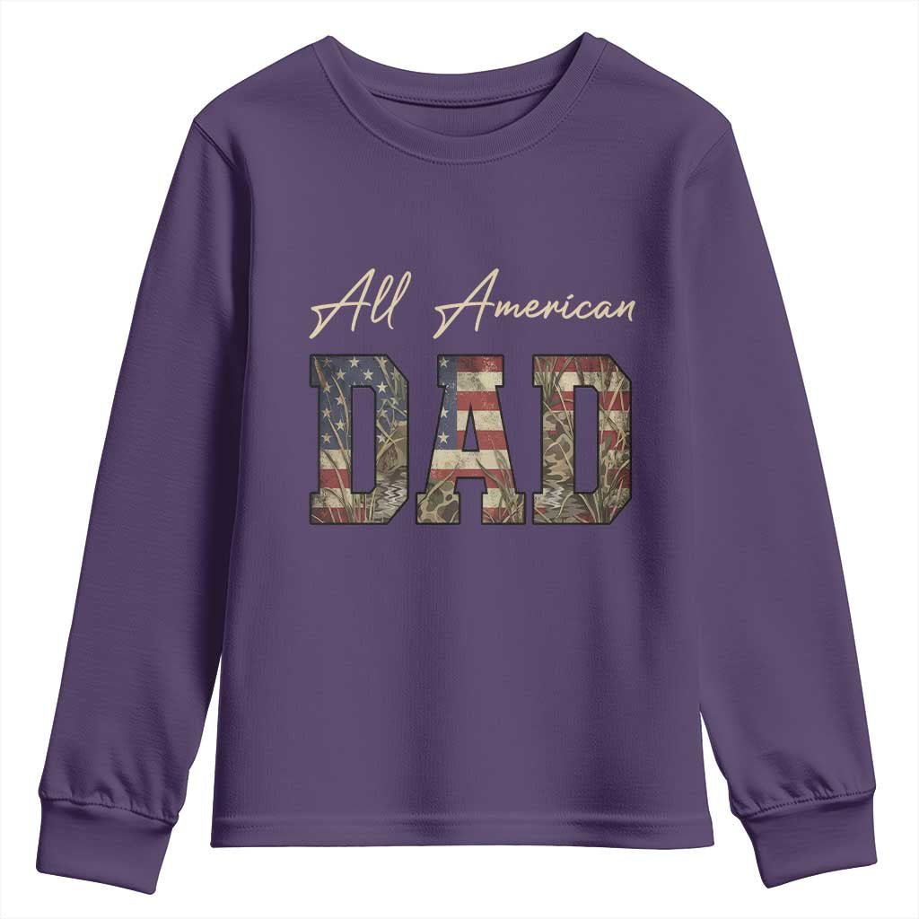 Retro All American Dad Youth Sweatshirt 4th of July Father's Day