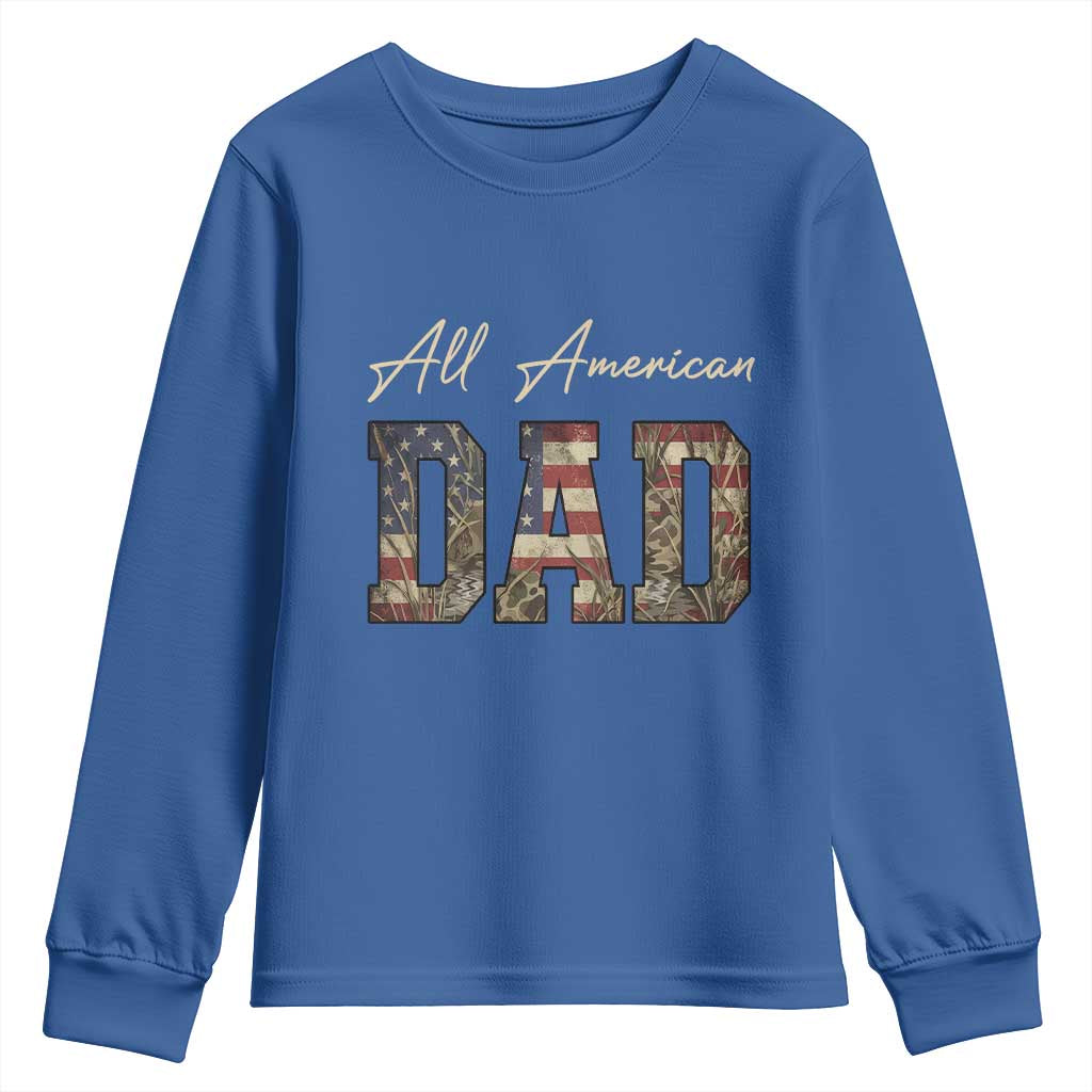 Retro All American Dad Youth Sweatshirt 4th of July Father's Day