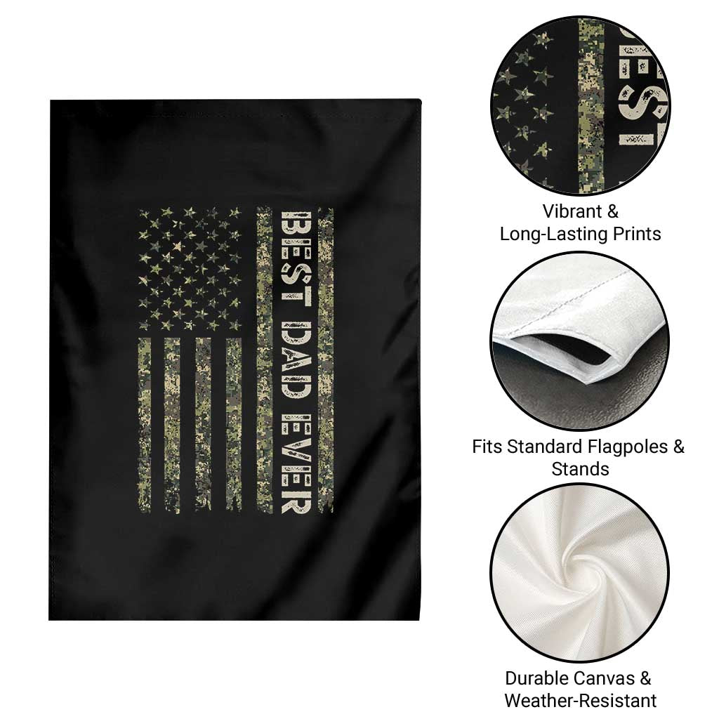 Best Dad Ever Garden Flag Patriotic USA Flag 4th of July Camo American Flag Camouflage