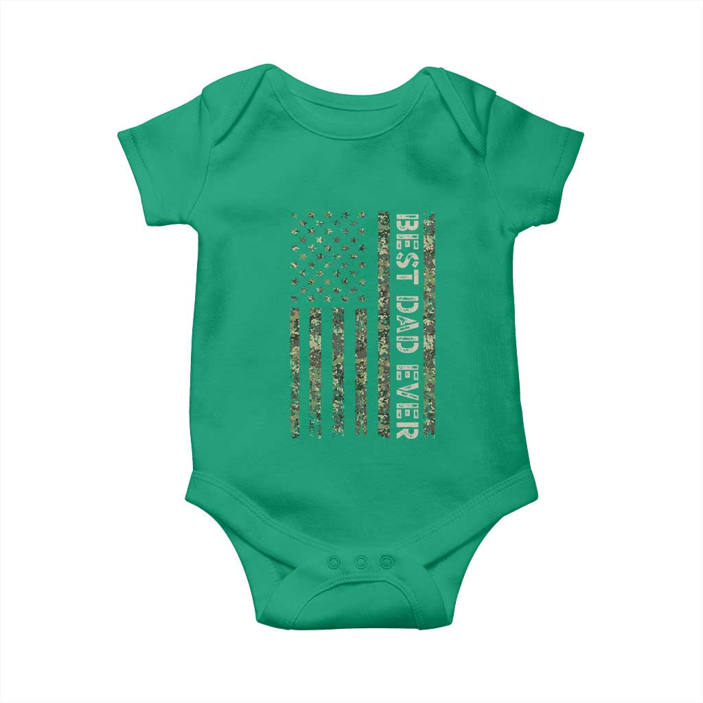Best Dad Ever Baby Onesie Patriotic USA Flag 4th of July Camo American Flag Camouflage
