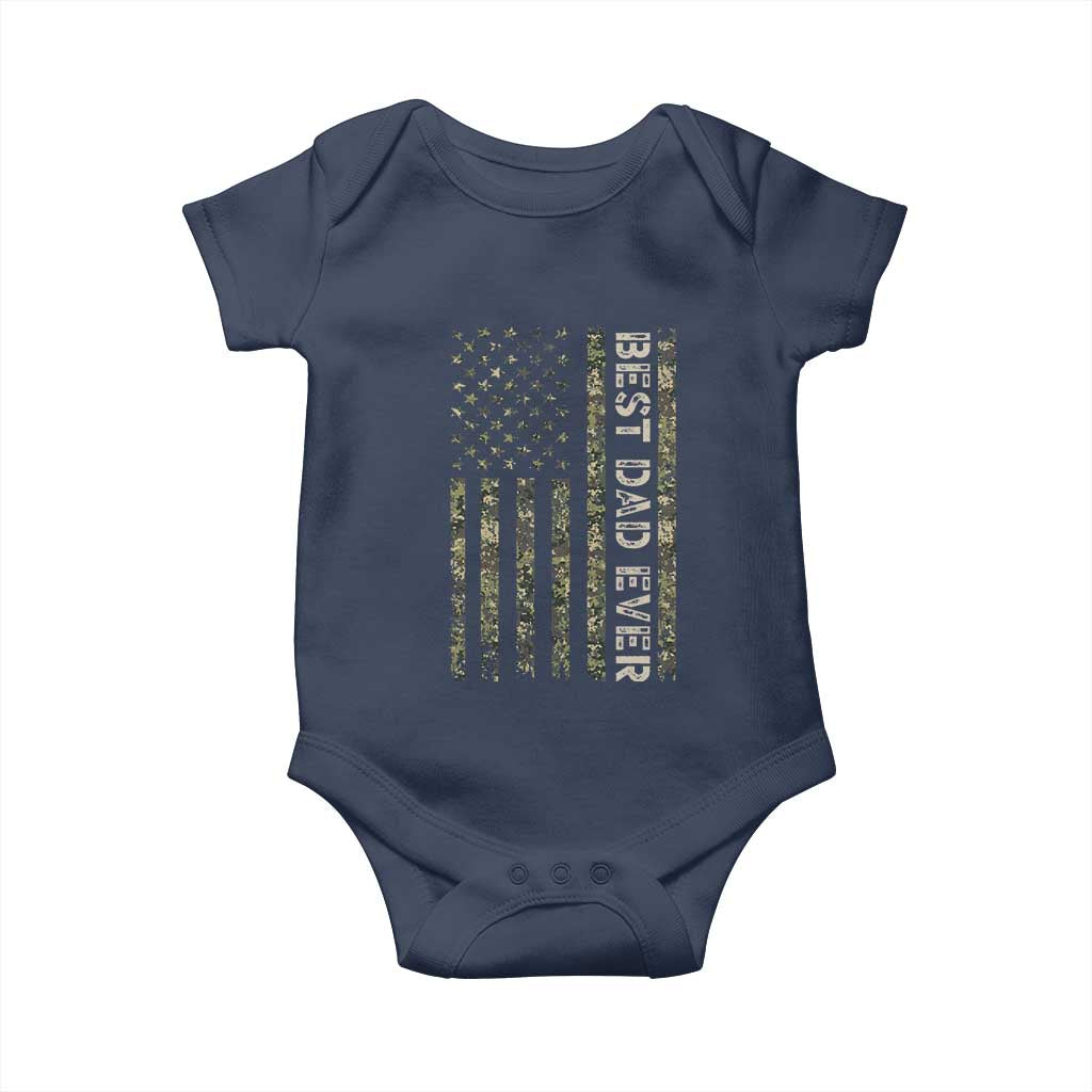 Best Dad Ever Baby Onesie Patriotic USA Flag 4th of July Camo American Flag Camouflage